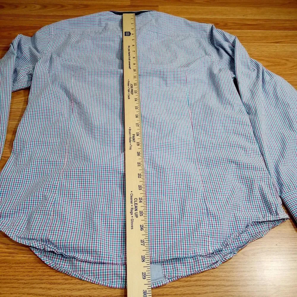 Banana‎ Republic Mens Shirt Sz L Long Sleeve Slim Fit Gingham Cotton Button Down